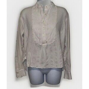 Derek Lam 10 Crosby (Small/Petite) Womens White Subtle Textured 1/4 Buttons Top